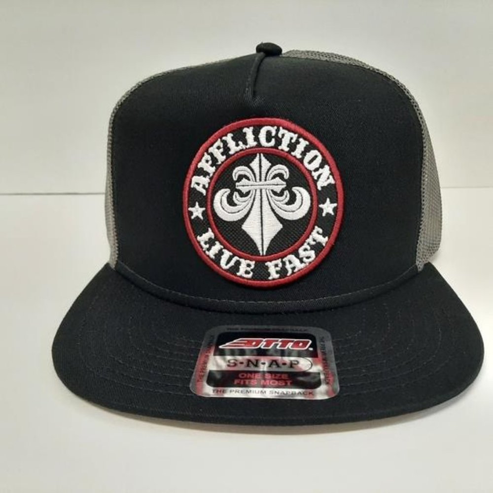 Lifestyle Affliction Patch Snapback Flat Bill Mesh Hat Cap Black MMA Crossfit - Picture 2 of 4